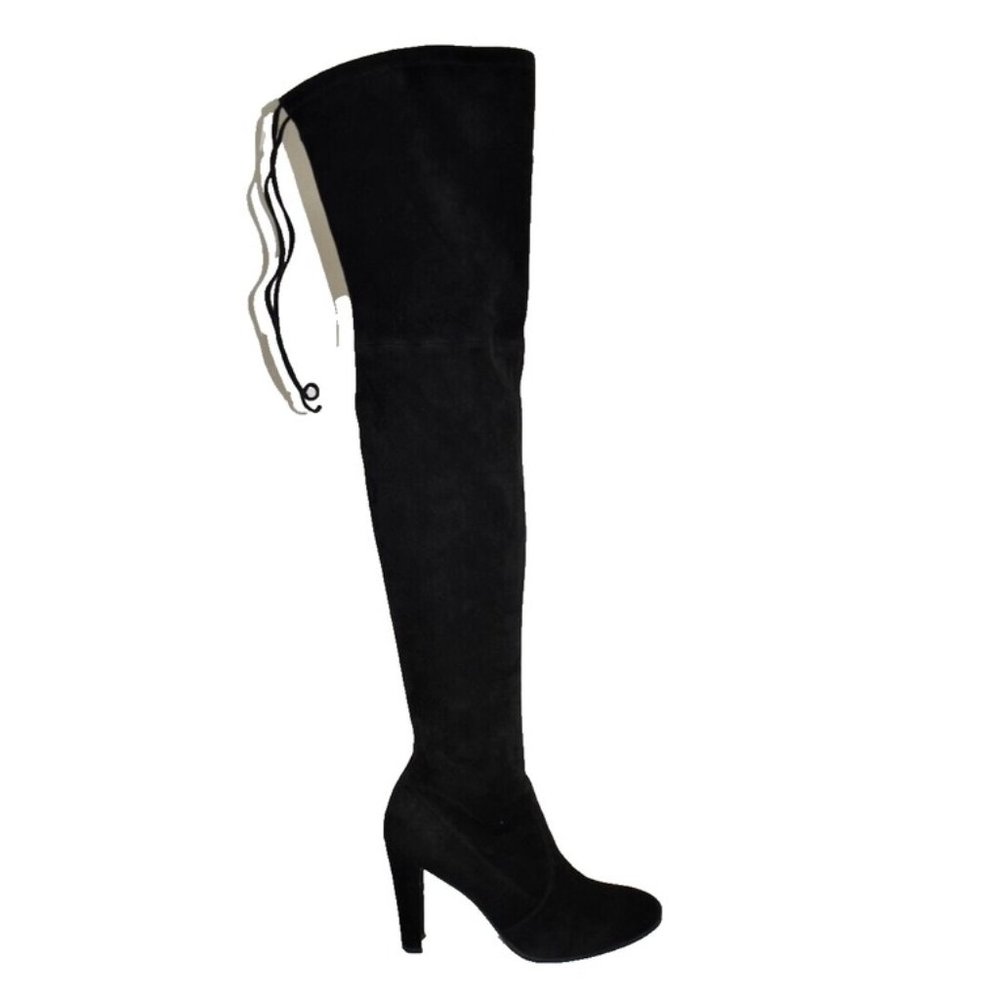 Stuart Weitzman Highland OTK Stretch Suede Boot Black Size 8.5 M MSRP $950 DD380 - Picture 4 of 11